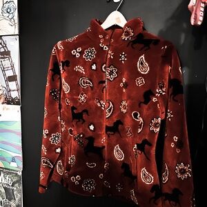 Vintage Red Horse Paisley Print Jacket